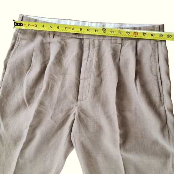 JOS. A. BANK Travelers Collection 100% Linen Pants Khaki Tan Cuffed 40 x 30 - Picture 11 of 15
